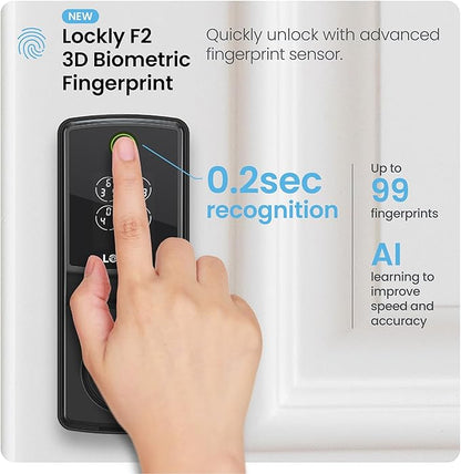 Lockly Secure Pro (Latest Version), Smart Lock with Built-in Wi-Fi, New-Gen Fingerprint Door Lock, Keyless Entry Deadbolt, PIN Genie Keypad, Auto Lock, App Remote Control, Easy Installation
