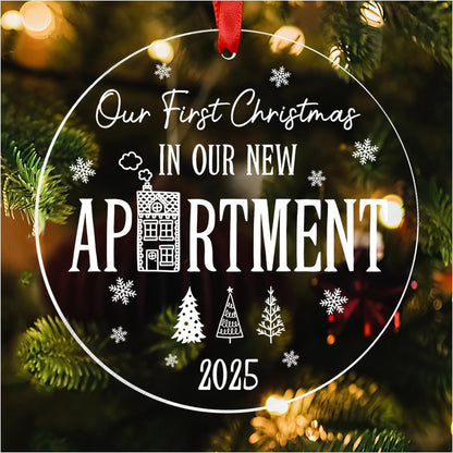 Our First Christmas in Our New Apartment 2025 Xmas Ceramic Ornament - Apartment Decor House Warming Gifts 1st Apartment Christmas Ornament Idea for New House Housewarming Couple & Family Xmas Gifts