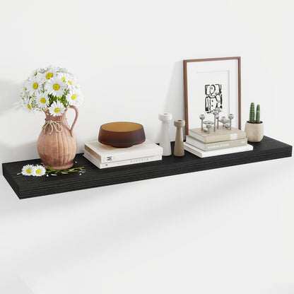 48 Inch Floating Shelves, 12 Inch Deep Floating Shelves for Wall, Floating Shelf with Invisible Brackets, Deep Shelves for Bathroom, Bedroom, Living Room, 1 Pack, Black
