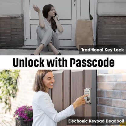 Keyless Entry Door Lock - Electronic Door Lock with Keypad, Smart Deadbolt Lock with Auto Lock, Security Waterproof Smart Lock, Easy to Install, Ideal for Front Door, Home Use, Apartment - ELAMOR M19