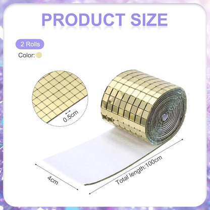 MECCANIXITY Self Adhesive Glass Mirror Mosaic Tiles 3200 Pcs 5 x 5 mm Disco Tiles for Craft Decoration Glass Mirror Disco Ball Gold 2 Pcs