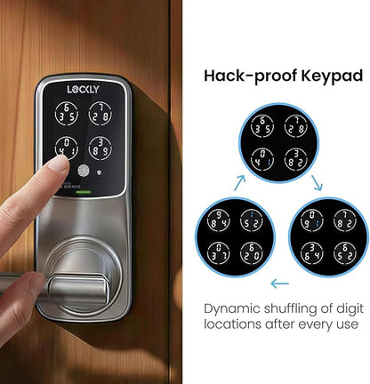 Lockly Secure Pro Smart Lock Wi-Fi, Keyless Entry Digital Keypad Door Lock, 3D Biometric Fingerprint Sensor Front Door with Handle, Voice Control & Auto Lock - Latch Edition