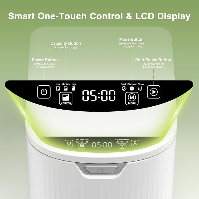 3.3L(Max) Electric Composter for Kitchen, Smart Compost Bin with LED Display, Low Noise|Odorless|Auto-Cleaning, Food Waste Compost Machine, Turn Food Waste to Fertilizer in 3.5-6H for Indoor Home Use