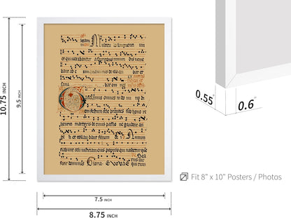 Poster Master Vintage Hymnal Poster - Retro Music Print - Gift for Artist, Friend - Graduale Aboense, Gregorian Chant Manuscript, Score - Wall Decor for Living Room, Bedroom, 8x10 White Framed