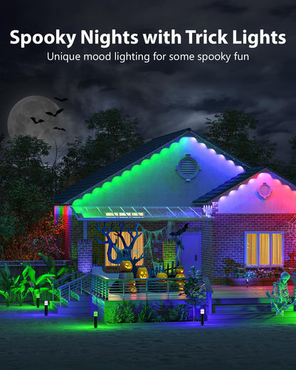 Lumary Permanent Outdoor Lights Pro 158ft for House, 120LED 50lm RGBAICW Smart Eave Lights, IP67 Waterproof, Multi Scenes for Daily and Holiday Accent Lighting Decor, Work with Alexa, Google, Remote