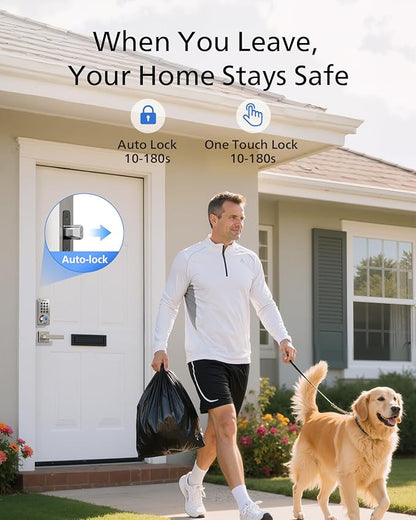 Philips Wi-Fi Door Lock, WiFi Smart Lock Keyless Entry Deadbolt for Front Door, Remote Control, Built-in WiFi, APP Fingerprint Passcode Unlock, Auto Locking