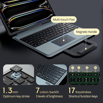 Nillkin Magic Keyboard Case for iPad Pro 13 inch M4 2024, Handheld Case for iPad Pro 13 inch 2024 with Keyboard, Pencil Holder, Large Trackpad, 7 Colors Backlit, Camera Protection, Black