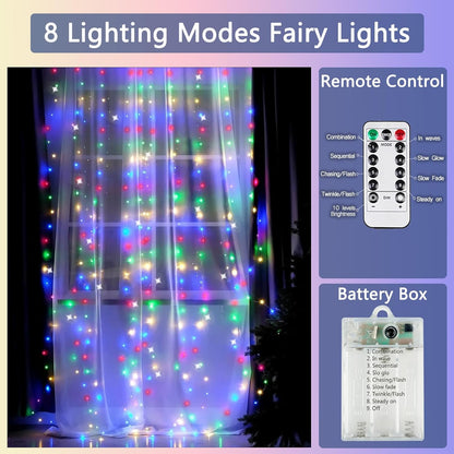 3 Pack Fairy Lights Battery Operated with Remote Control Timer, 26 FT 80 LED String Lights Outdoor Indoor, 8 Mode Twinkle Lights for Christmas Party Wedding Birthday Bedroom Decoration (Multicolor)