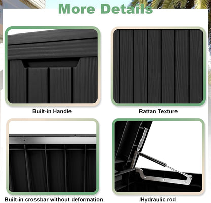 DRATO 80 Gallon Large Deck Box, Outdoor Storage Box for Patio Furniture, Patio Cushions, Gardening Tools, Pool Supplies 480lbs Weight Capacity,Waterproof Resin Storage Boxes
