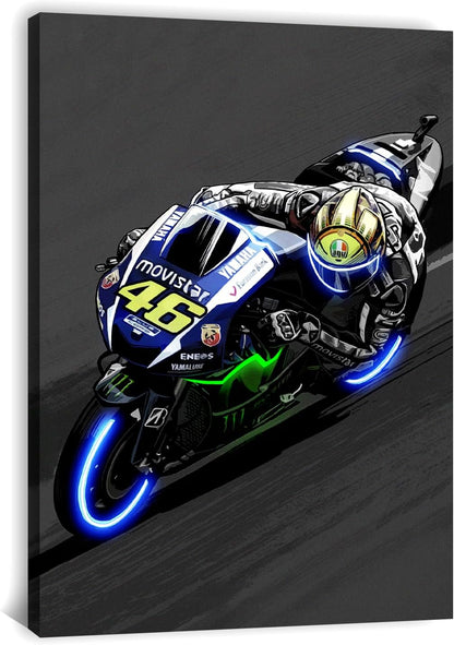 Sorventina Motorcycle Wall Art - 3-Piece Racing Sports Decor Prints, Neon Style, 16x24 Inches Wrapped Canvas, Non-LED - Modern Artwork for Living Room, Bedroom, Garage, Man Cave, or Office Decoration