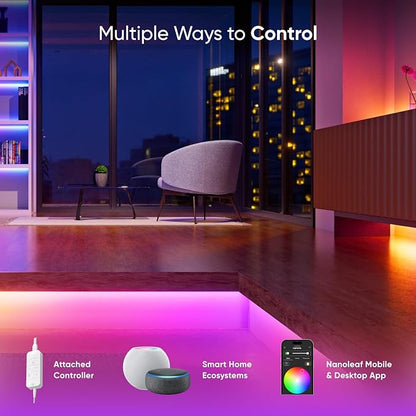Nanoleaf RGBW Lightstrips with Matter, 16.4ft 50 Color Zones Bluetooth & WiFi Smart LED Strip Lights Work with Apple Home, Google Home, LED Lights for Bedroom, App & Voice Control