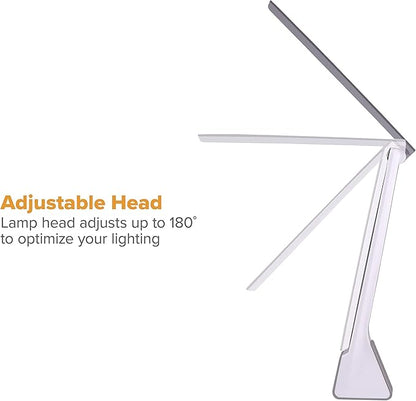 Bostitch Office Rechargeable Battery Led Desk Lamp, 3 Color Temperatures, Flip Open, Gray (KT-VLED1810-GRAY)