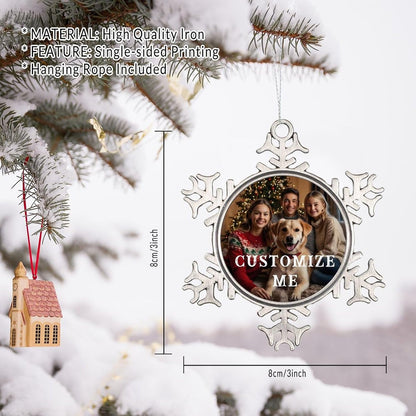 Personalized Christmas Ornaments - Custom Picture & Text Ornaments for Christmas 2024, Baby's 1st Christmas Ornament with Picture for Xmas Tree Custom Gifts for Family, Mom, Dad, Friend (Snowflake)
