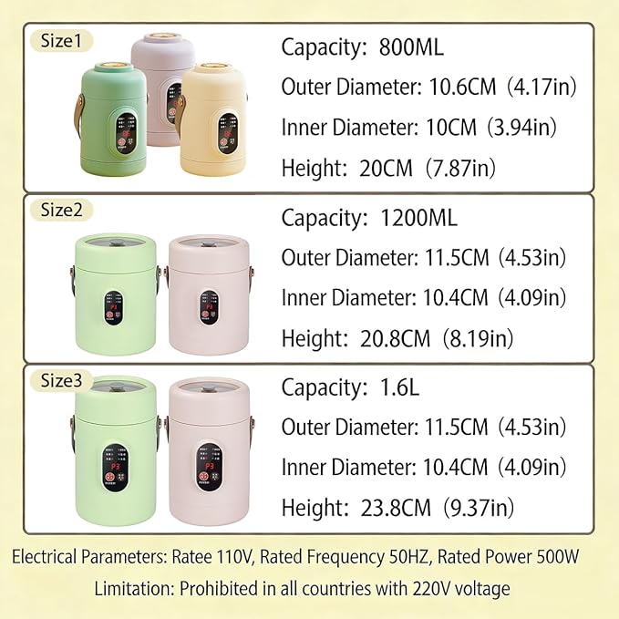 Multifunctional Health Pot, 500W Portable Mini Electric Cooker with Ceramic Glaze Inner & Steamer, Small Slow Cooker with 12-Hour Reservation, for Porridge, Rice, Soup & Steaming (800ml-Green)