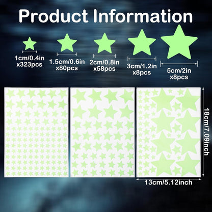 477PCS Glow in The Dark Stars Stickers, Adhesive Glowing Stars Wall Stickers Removable Ceiling Star Wall Decals Space Themed Room Decor Ceiling Star for Bedding Room Decorations