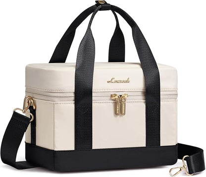 LOVEVOOK Insulated Lunch Bag for Women & Men - Cooler Lunch Tote and Lunch Box for Work and Travel, Beige-black
