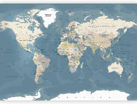 artgeist Premium Wall Mural World Map 98x69 in - XXL Non-Woven Wallpaper Fleece Wall Decor Photo Print Picture Image Design Home Map of The World k-B-0063-a-a