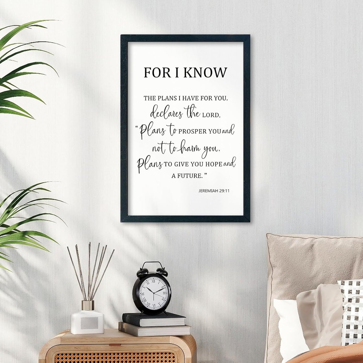 LuZhiQiang Jeremiah 29 11 Wall Art 16"×11" For I Know The Plans I Have for You Sign Wood Framed Wall Decor Hanging (Black)