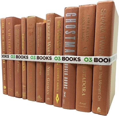 Curated Decorative Books Hardcover Décor Books for Home Décor, Choose Color, Interior Design, Office, Wedding Display, Instant Library, or Staging (Rust, One Foot)