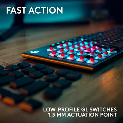 Logitech G915 X Lightspeed Wireless Mechanical Gaming Keyboard, Double-Shot PBT Keycaps, Fully Programmable Keys, RGB Backlit Mac/PC Gaming Keyboards, Aluminum Finish, GL Linear Switches, Black