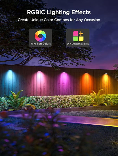 Govee Outdoor Deck Lights, Multicolor Outdoor Fence Lights, IP65 Waterproof Outdoor Lights with Smart Control, Preset Sences, Music Mode for Patio Decor, Wired 12 Packs (72ft)