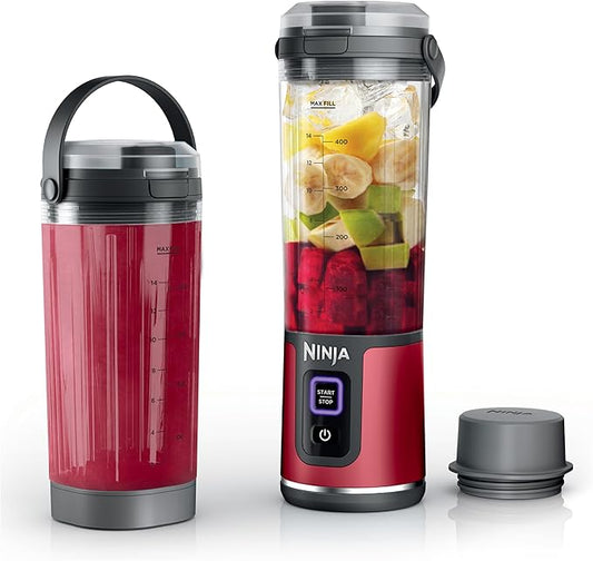 Ninja Blast Portable Blender & Accessories, Cordless, 18oz. Vessel, Personal Blender for Shakes & Smoothies, Leakproof Lid & Sip Spout, USB-C Cord, Dishwasher Safe Parts, BPA Free, Red, CL155ARD