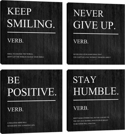 Motivational Wall Art, Office Wall Art Inspirational Quotes Canvas Art for Home Office Wall Decor, Positive Wall Decor Painting Poster Artwork for Company Living Room Bedroom Corridor 12”X12”X4