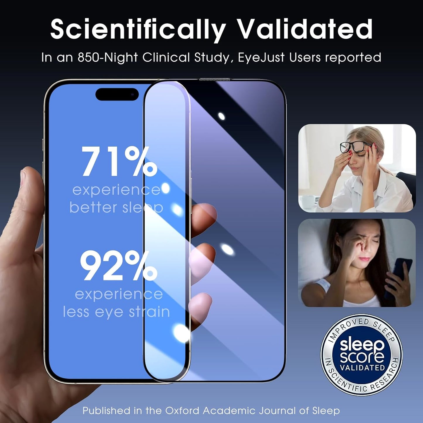 MOCOLL Anti-Blue Light Screen Protector for iPhone 15 Pro – 9H Tempered Glass, Eye Protection, HD Clarity, Anti-Fingerprint, Easy Installation