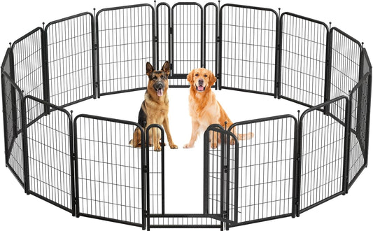 Metal Dog Playpen, 40 Inch Height 16 Panels, Large Dog Fence for Large/Medium/Small Dogs Indoor & Outdoor Bliss, Perfect Dog Pen for Camping, Yard, and RV | Black-Silver