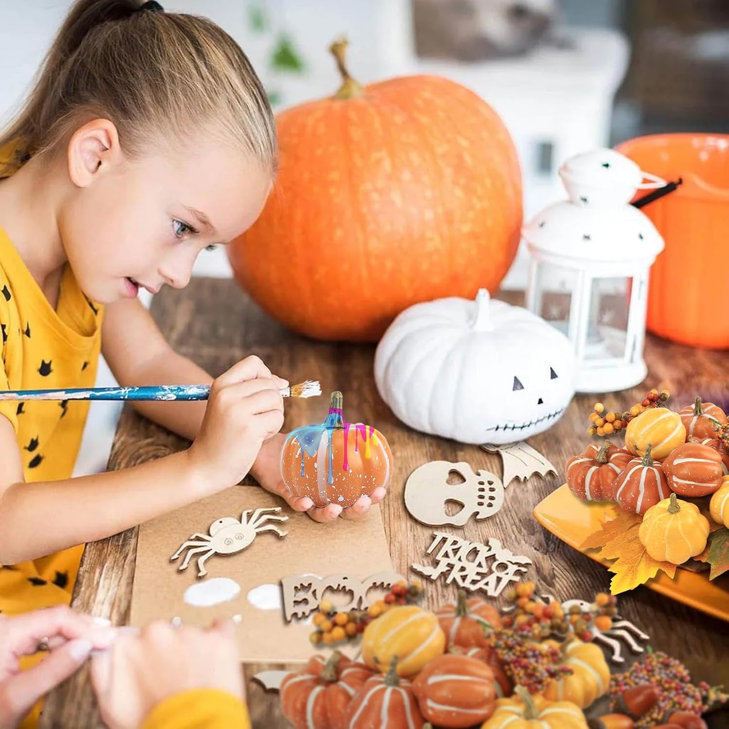 22 PCS Kit Artificial Pumpkins Decorations, Plastic Pumpkins for Autumn Decorating Kit Halloween Thanksgiving Party Supplies