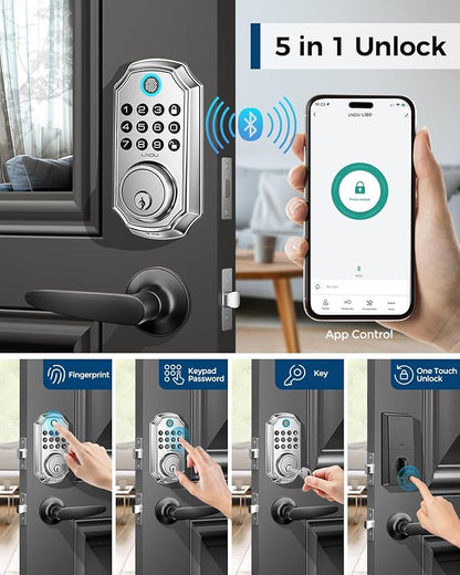 Keyless Entry Door Lock, Smart Deadbolt Lock with Handleset D180 & D280 (Fingerprint & Leveler)