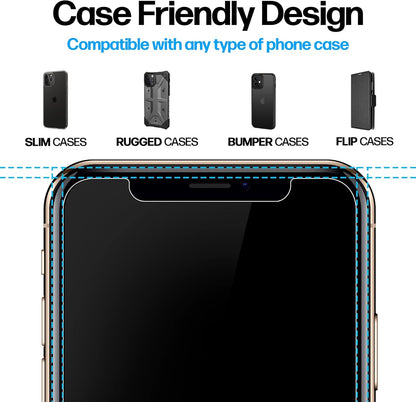 Power Theory Designed for iPhone Xs Max Screen Protector Tempered Glass [9H Hardness], Easy Install Kit, 99% HD Bubble Free Clear, Case Friendly, Anti-Scratch, 2 Pack