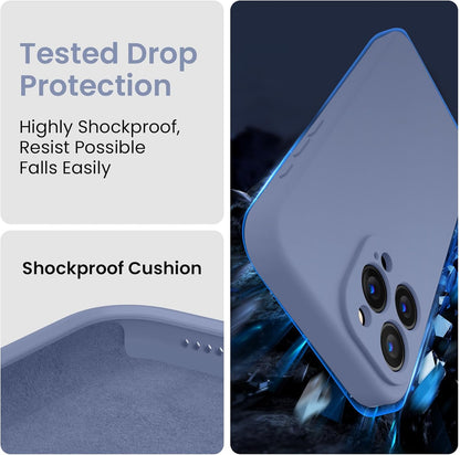 FireNova Designed for iPhone 15 Pro Case, Silicone Upgraded [Camera Protection] Phone Case with [2 Screen Protectors], Soft Anti-Scratch Microfiber Lining Inside, 6.1 inch, Lavender Gray