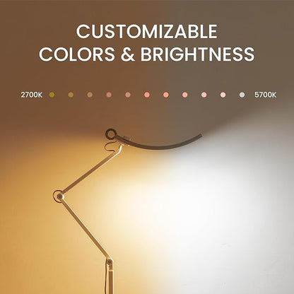 BenQ e-Reading Floor Lamp - Ultrawide and Bright Lighting, Dimmable with 13 Color Modes, Adjustable Arm, Auto-dimming, Eye-Caring Lamp for Home Office, Reading, Study, Craft, Matte Silver
