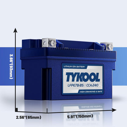 YT7B-BS 12V 4Ah 240CCA LiFePO4 Motorcycle Battery, Built in BMS, for Honda KTM Yamaha Harely, Lithium Ion Battery Fit Lawn Mower, Jet Ski, Motorboat，ATV, UTV, Scooter,Snowmobile