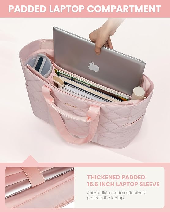 LOVEVOOK Tote Bag for Women,Light Puffer Tote Bag with Multi-pockets,Stylish Carry on Laptop Bags for Daily,Travel,Work,Gym | with Multi-pockets, Stylish, Carry on, for Daily, Travel, Work