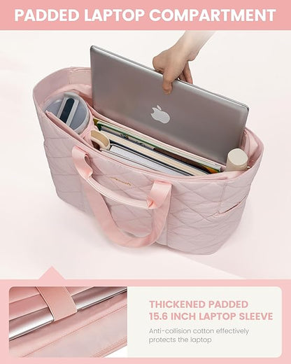 LOVEVOOK Tote Bag for Women,Light Puffer Tote Bag with Multi-pockets,Stylish Carry on Laptop Bags for Daily,Travel,Work,Gym | with Multi-pockets, Stylish, Carry on, for Daily, Travel, Work