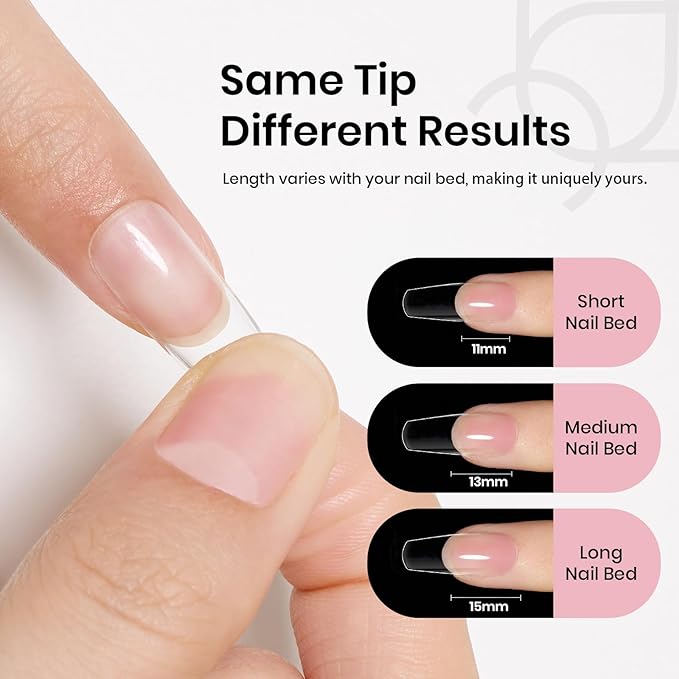Beetles Gel Nail Kit Long Coffin, with Dehydrator and Primer, 576Pcs Half Matte Etch-X Gel Nail Tips Solid Nail Glue Mini Lamp Acrylic Tips Easy DIY Extension Set Gift for Women