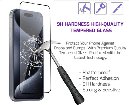 Screen Protector Tempered Glass Compatible with Apple iPhone 15 Pro Max (2 Pack)