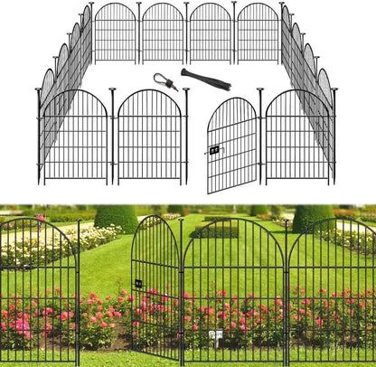 Tall Garden Fence with Gate 40 in(H)x26.2 Ft(L), 12 Panels Dog Fence Outdoor for Yard, No Dig Garden Fence Border,Heavy Duty Metal Temporary Rabbit Dog Fences Animal Barrier for Outdoor Yard