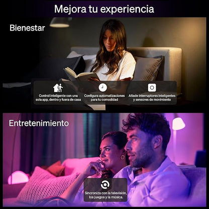 Philips Hue Essential Smart LED A19 Bulb, White and Color Ambiance, E26 Base, 8.8W, 2200K-6500K, 800 Lumens, Dimmable, Works with Alexa, Google, and Apple Home, 1-Pack