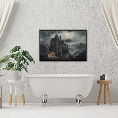 JFHCQJPK Vintage Castle Poster Dark Academy Victorian Gothic Castle Wall Art Poster Moody Mystical Art Print Suitable for Home Living Room Bedroom12x16in Metal blackFramed