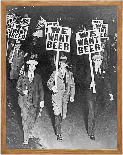 Vintage Prohibition Beer Poster LARGE 11x14 FRAMED - Unique Wall Art Decor for Home, Bar, Cafe - Funny Saying Retro Art Print - Bar Room Decor, Vintage Decorations - Bar Art, Retro Decor, Funny Saying
