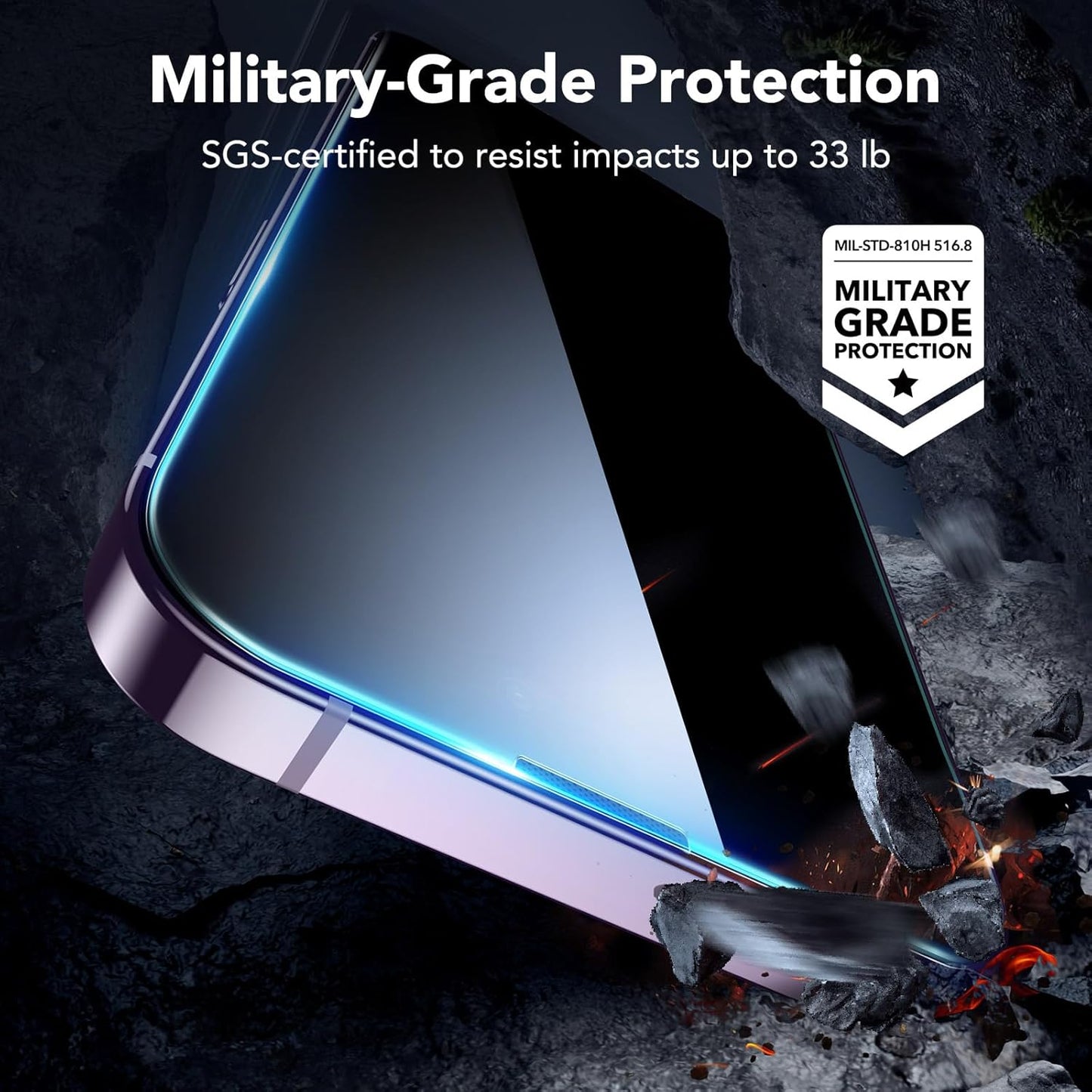 ESR 3 Pack for iPhone 14 Pro Privacy Screen Protector, Anti-spy Tempered-Glass Privacy Screen Protector, Micro-curved Edges, Case Friendly