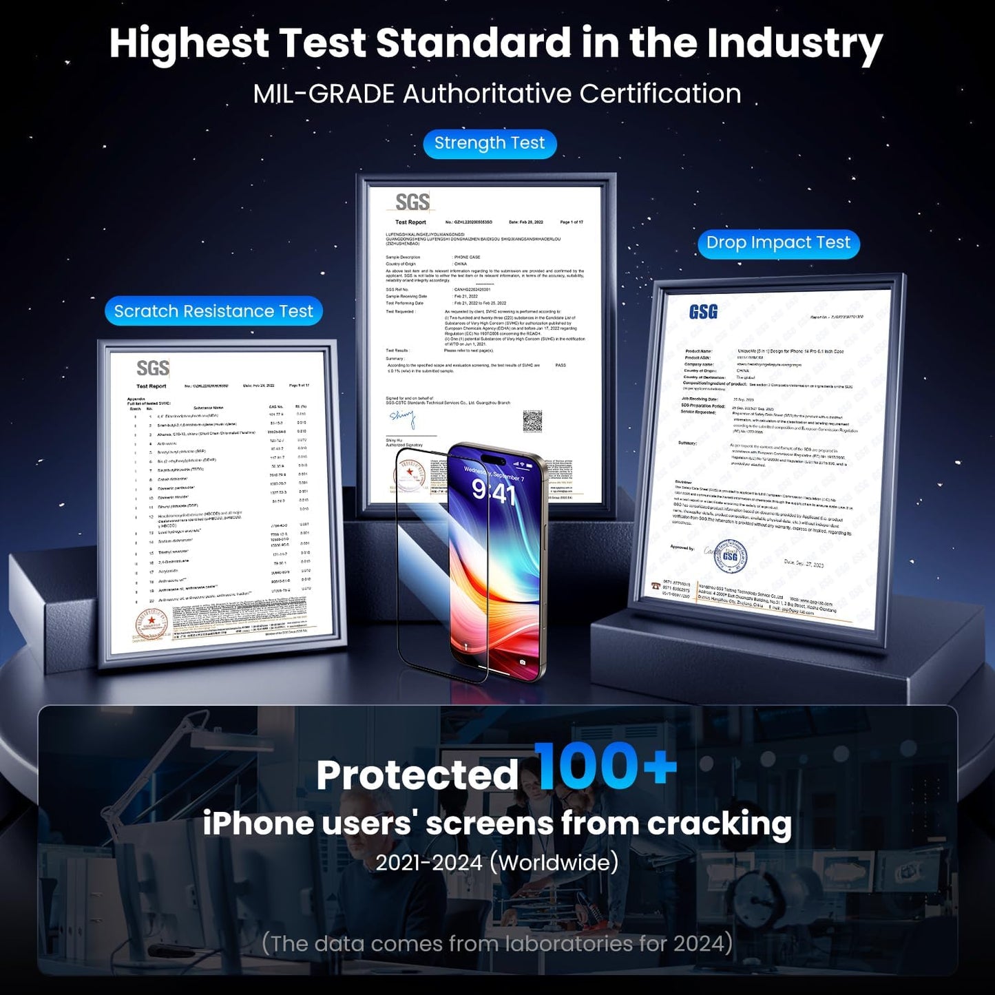 Uyiton UnBreak-Glass for iPhone 15 Pro Max Screen Protector, [Ultrasonic Fingerprint Support][Auto-Alignment Frame] Scratch-Resistant Bubble-Free 15 Pro Max Screen Protector(6.7''), 2 Pack