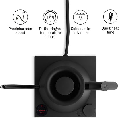 Fellow Stagg EKG Pro Electric Gooseneck Kettle – Precise Temperature Control, Quick Heating, Brew Timer, Scheduling, Stainless Steel, Pour-Over Coffee - 0.9L, Matte Black