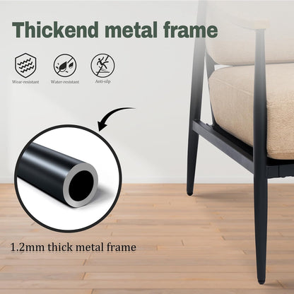 Modern Accent Chair for Living Room Bedroom Mid Century Arm Chair Upholstered Office Accent Chair Comfy Waiting Room Chair with Metal Frame, Khaki