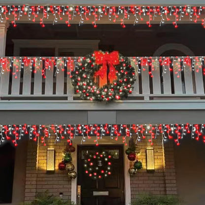 YEGUO 66ft 800 LED Red and White Icicle Lights Outdoor Waterproof, 160 Drops Icicle String Lights Connectable, 8 Modes Icicle Christmas Lights with Memory Timer