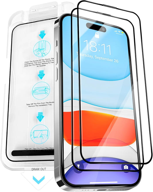 2 Pack Screen Protector for iPhone 16 Plus,Durable and Drop-Proof with 9H Hardness,Bubble-and-Dust-Free 16 Plus HD High-Aluminum Tempered Glass,Easy Installation Exclusively
