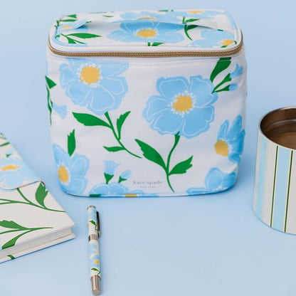 kate spade new york, Insulated Lunch Tote, Small Lunch Cooler, Cute Lunch Bag for Women, Striped Thermal Bag with Double Zipper Close and Carrying Handle (Sunshine Floral)